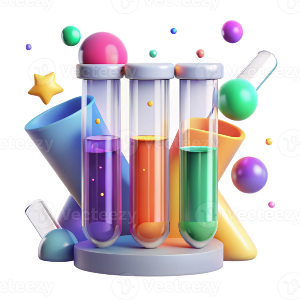 extraordinary classic Test Tubes with Colorful Chemicals Chemistry Experiment Cutout for Science Lab detailed png