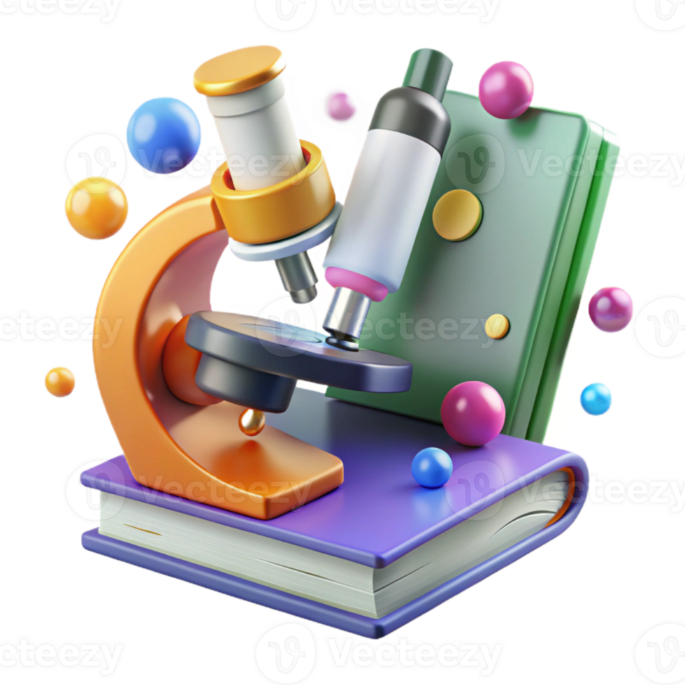 wonderful rustic Textbook and Microscope Isolated for Science Education exclusive png