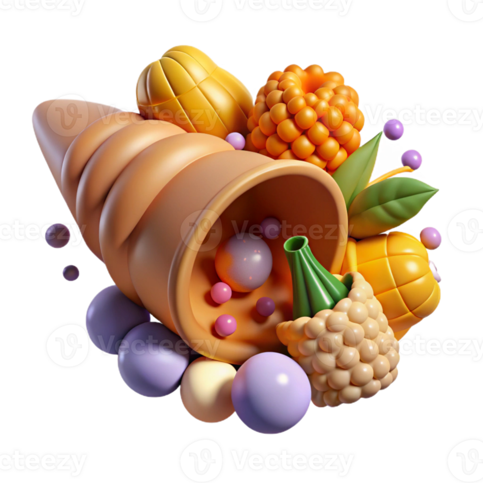 serene rustic Thanksgiving Cornucopia Isolated for Harvest Festivals high resolution png
