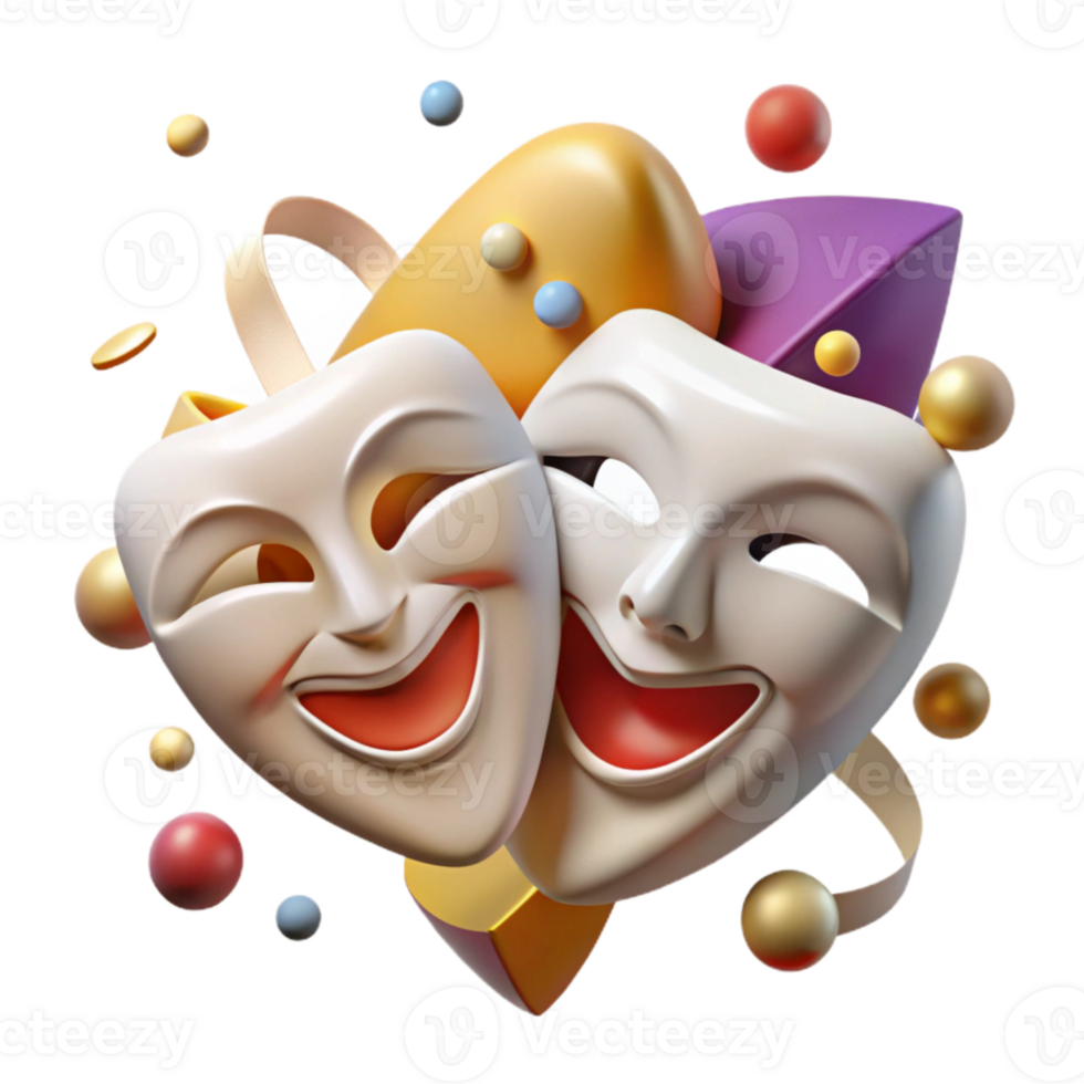 wonderful modern Theater Masks Cutout for Drama or Performing Arts Designs png