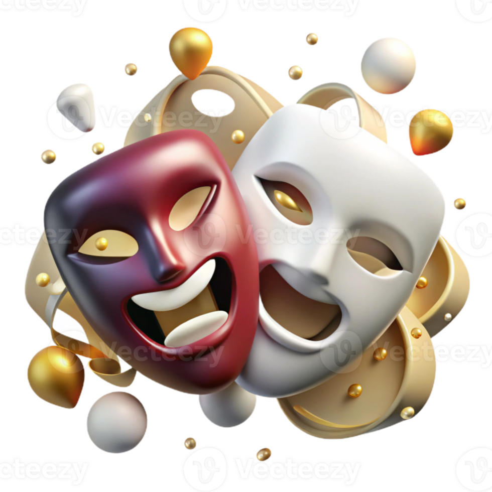serene minimalist Theater Masks Cutout for Drama or Performing Arts Designs exclusive png