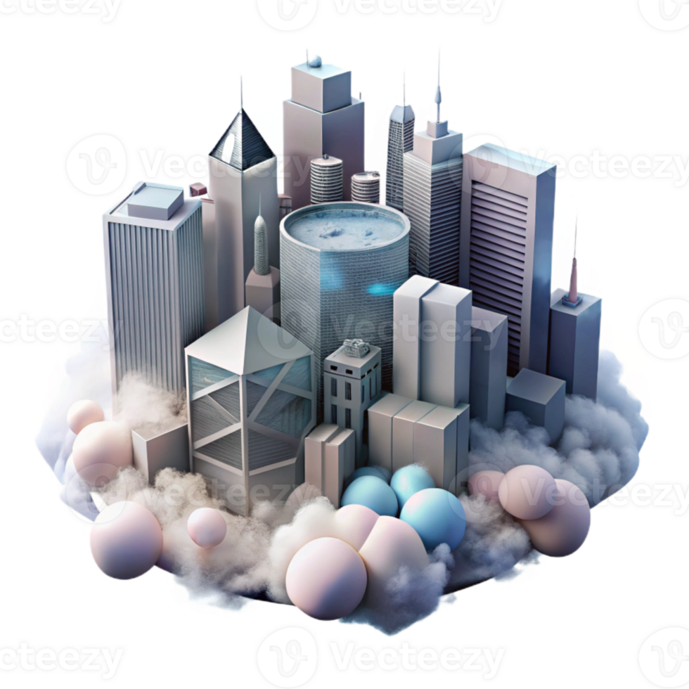 serene minimalist Thick Fog Obscuring City Cutout for Urban Scenes detailed png