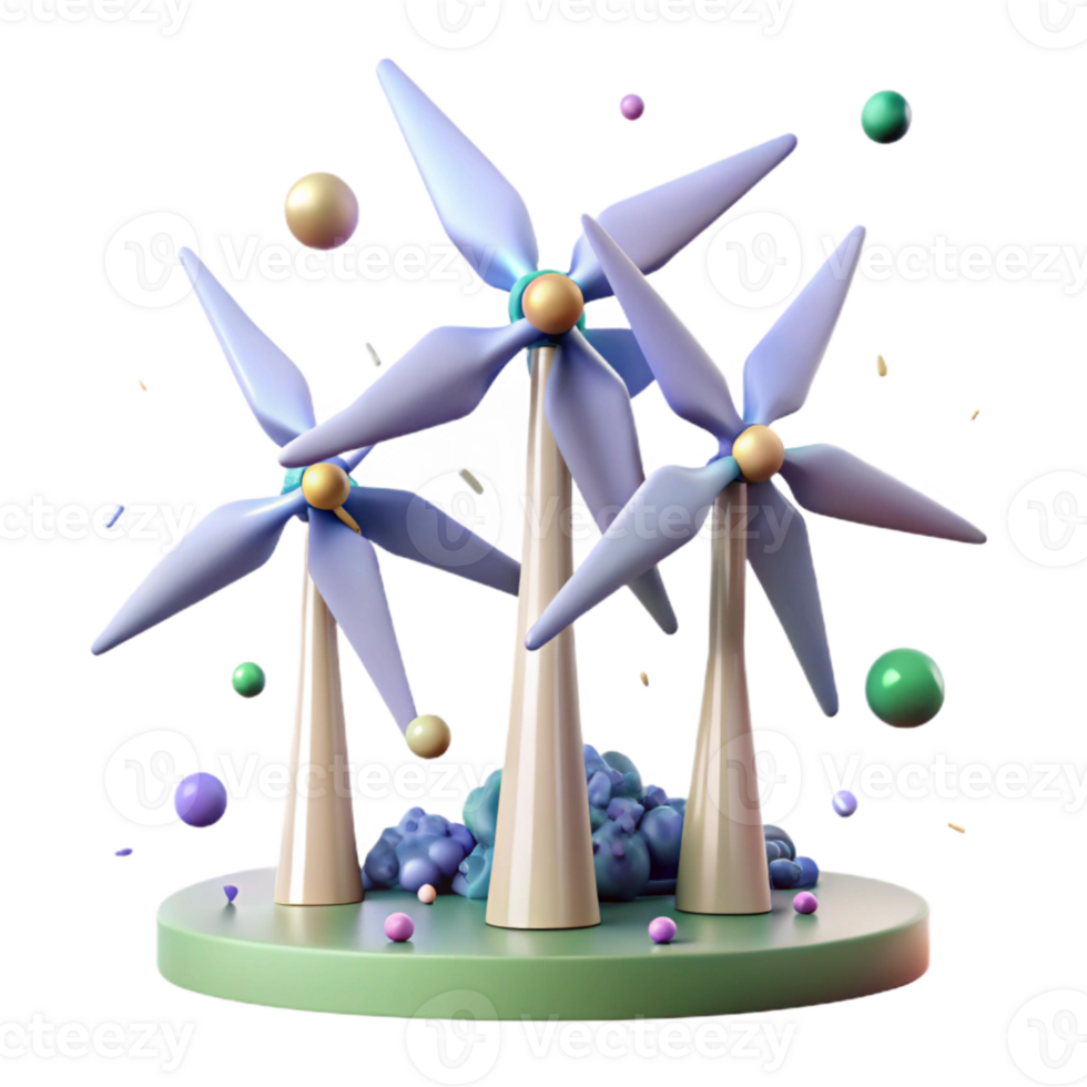 extraordinary traditional Three Wind Turbines Cutout for Environmental Presentations high quality png