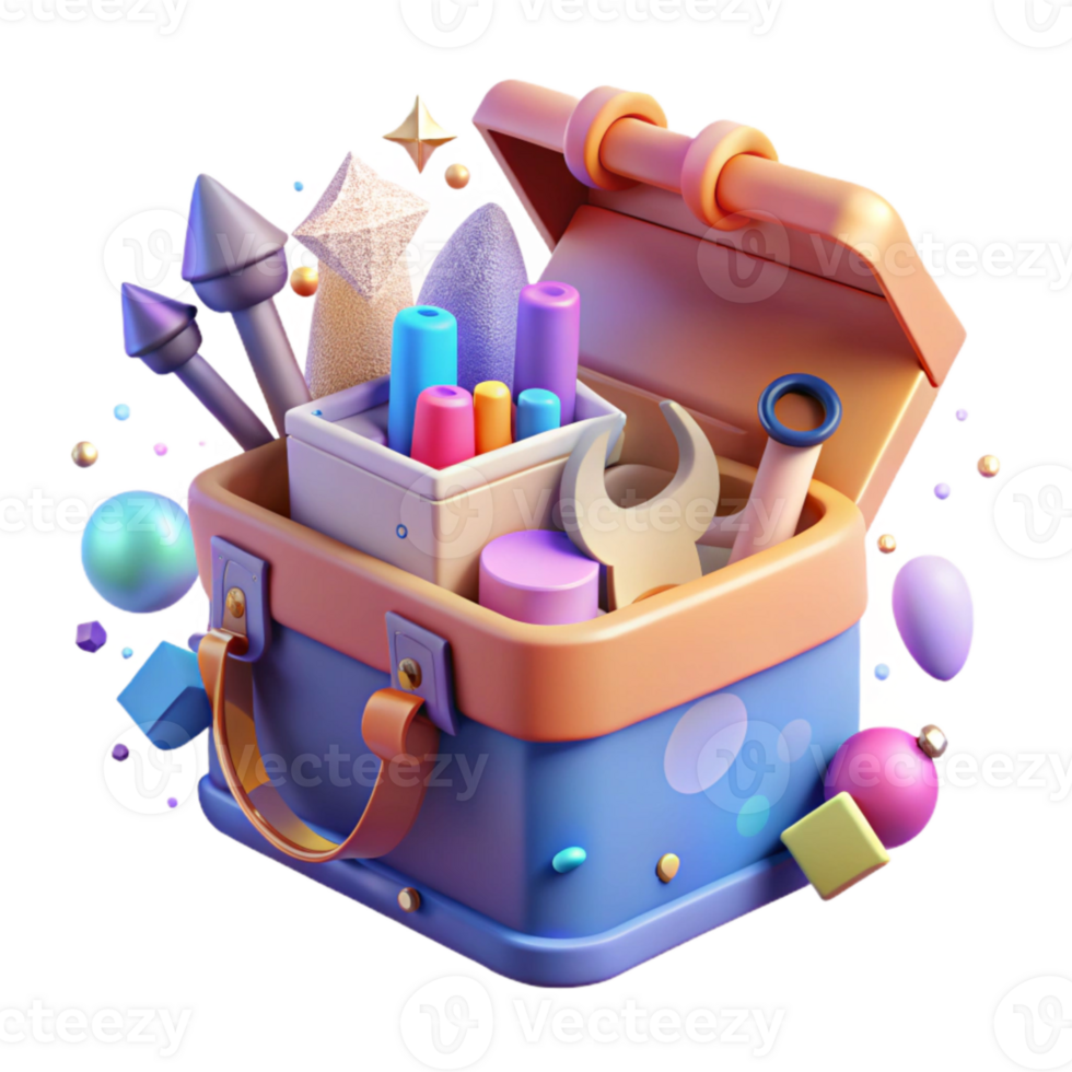 elegant abstract Toolbox Open Tools Organized Storage Cutout high quality png