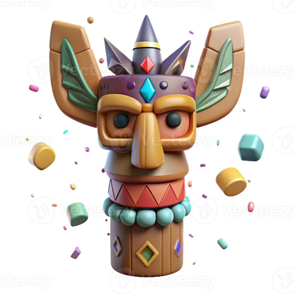 elegant contemporary Totem Pole Native American Art Isolated authentic png