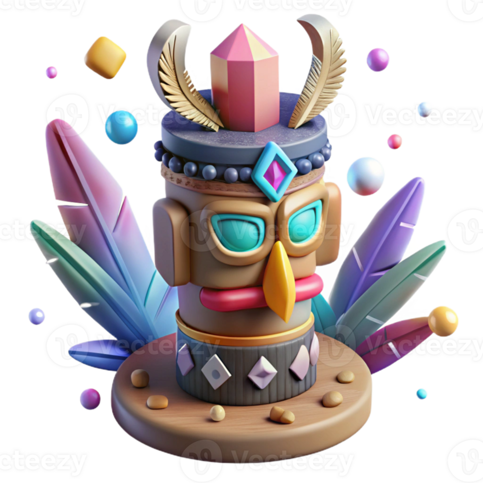 stunning traditional Totem Pole Native American Art Isolated premium png