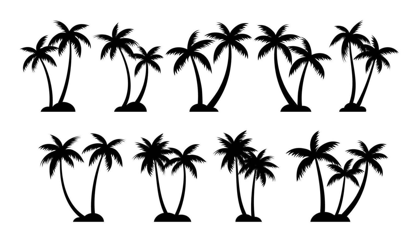 Palm trees silhouettes summer set. Palm trees on white background. vector