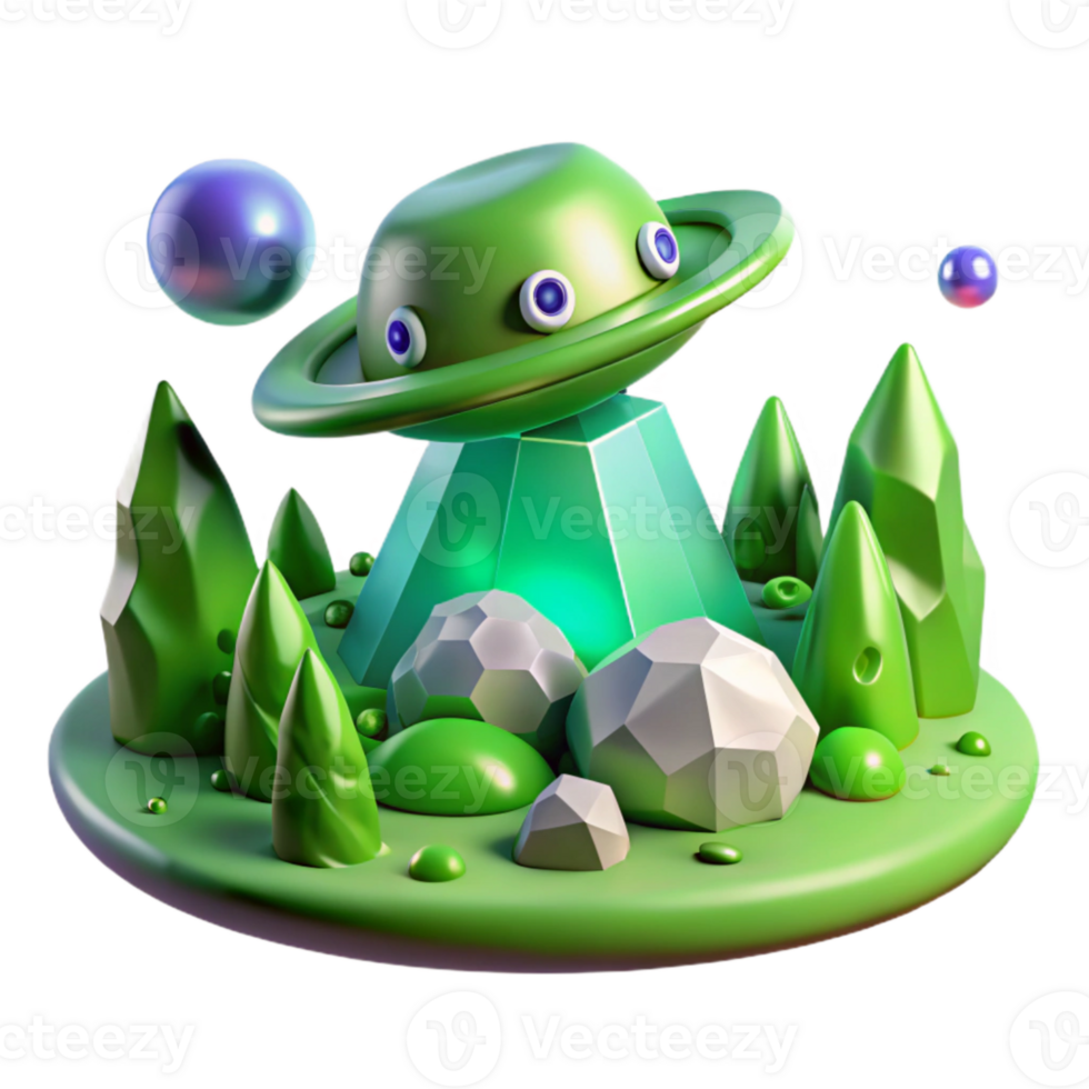 beautiful abstract Toxic Green Alien Landscape Transparent for Game Assets high quality png