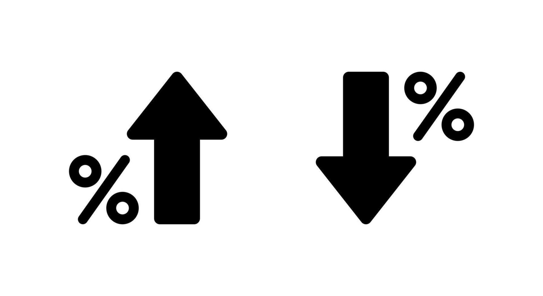 Percent growth and decline icon in rounded corner. Percentage arrow up and down sign symbol vector