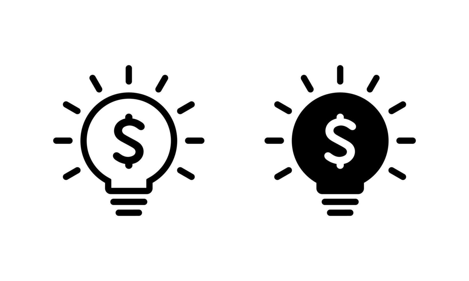 Light bulb dollar icon isolated on white background. Money idea sign symbol vector