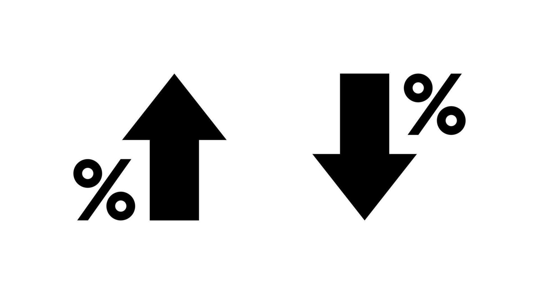 Percent growth and decline icon. Percentage arrow up and down sign symbol vector