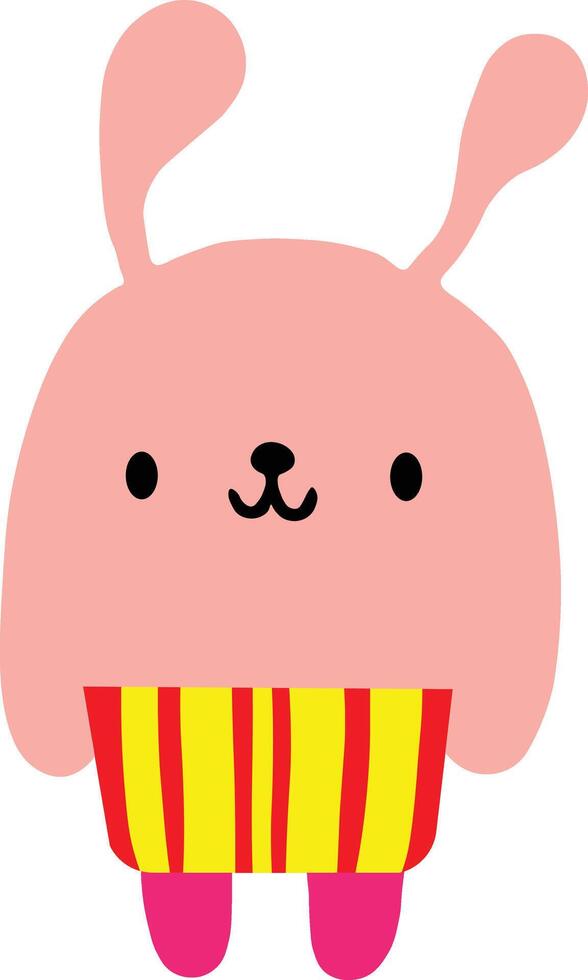 Funny popcorn cartoon cute bear rabbit ears art illustration sticker vector