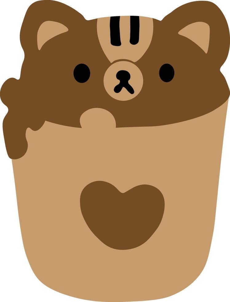 Funny cartoon of brown bear in bucket clipart illustration vector