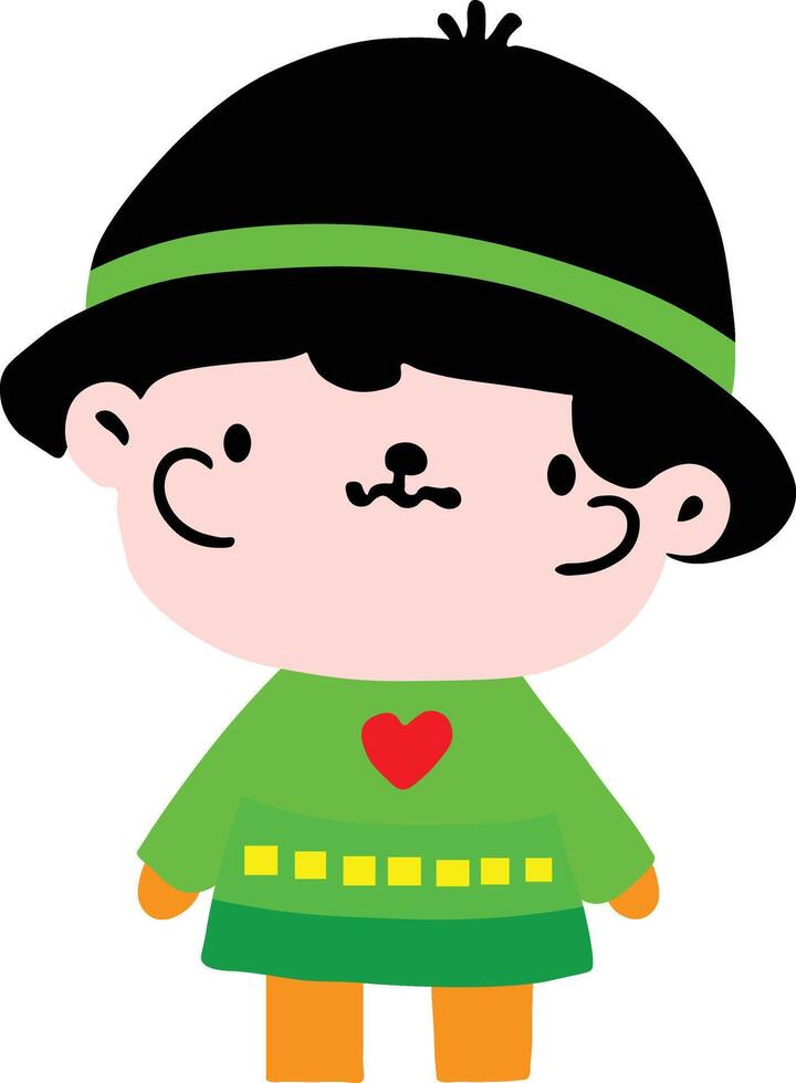 Cute cartoon character wearing black hat clipart illustration vector