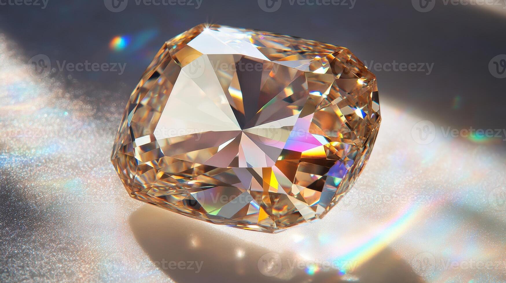 Radiant gemstone with prism effect in sunlight reflecting vivid colors photo
