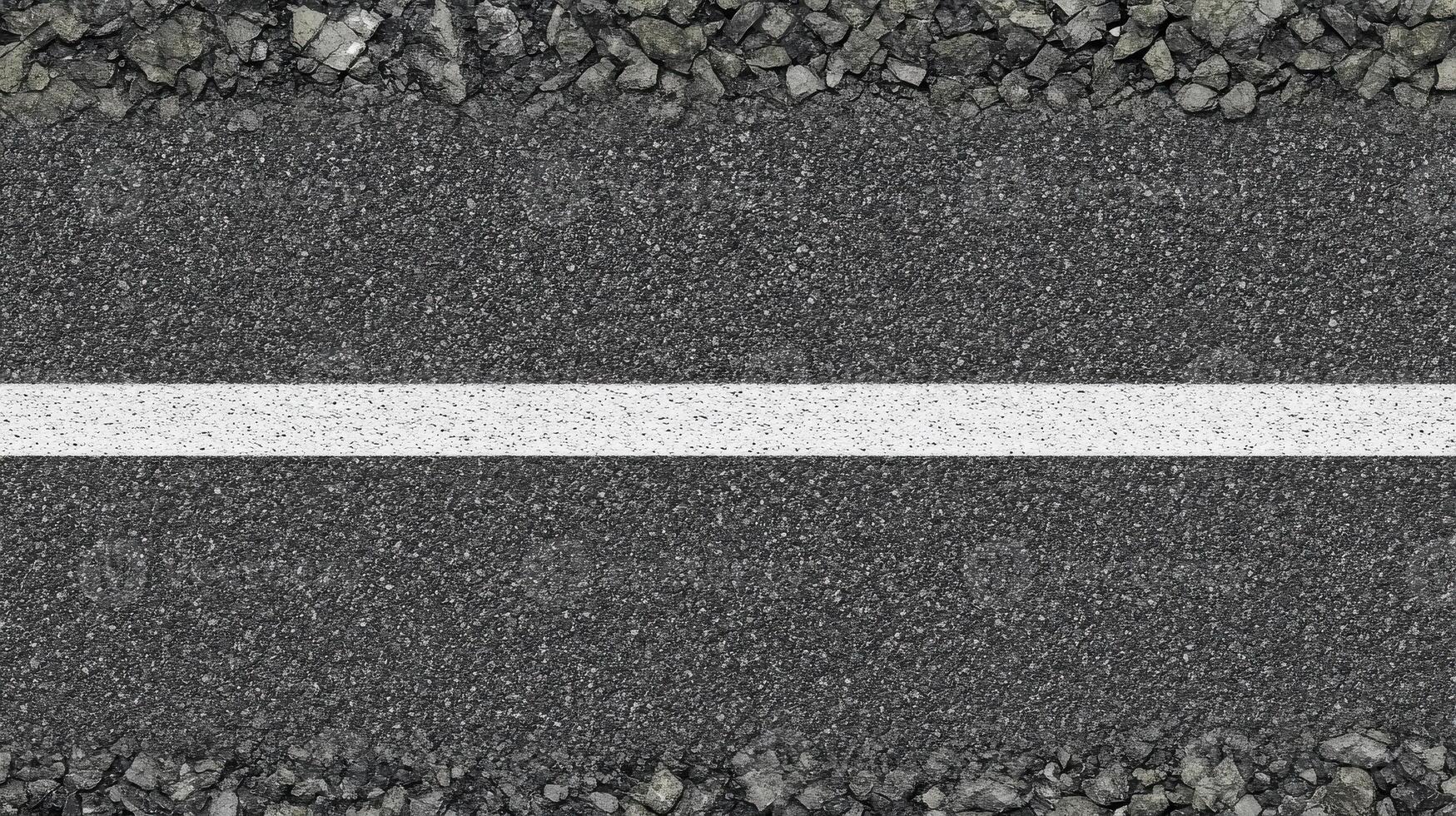 Asphalt road with white line and gravel edges captures urban infrastructure concept photo