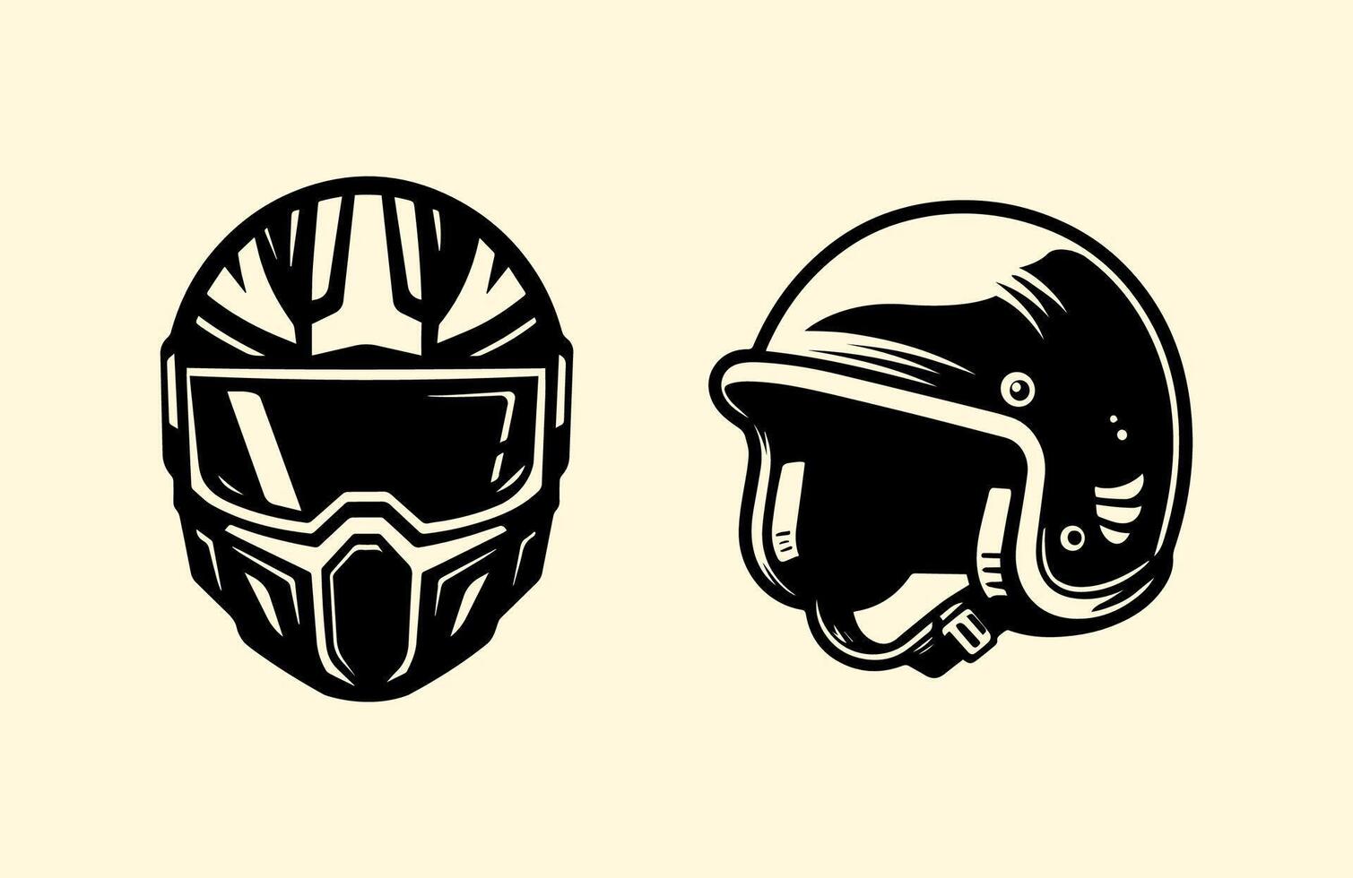 Retro Motorcycle Helmet Designs in Black and White vector
