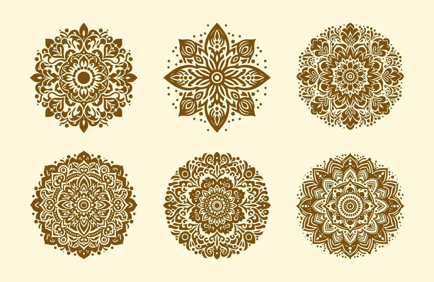 Collection of Ornate Golden Mandala Patterns vector