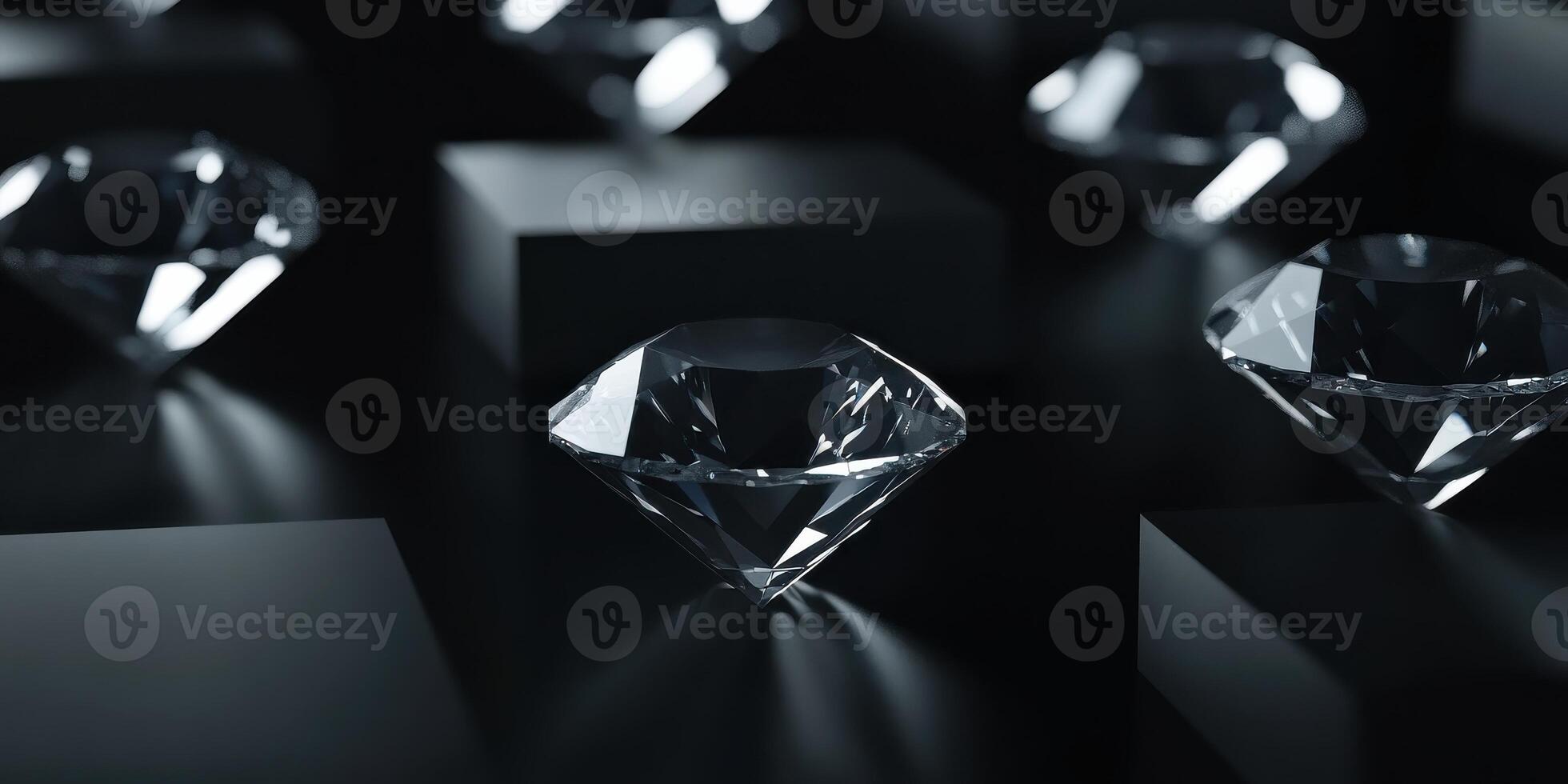 Brilliant diamond sparkling on dark background symbolizing luxury and elegance photo
