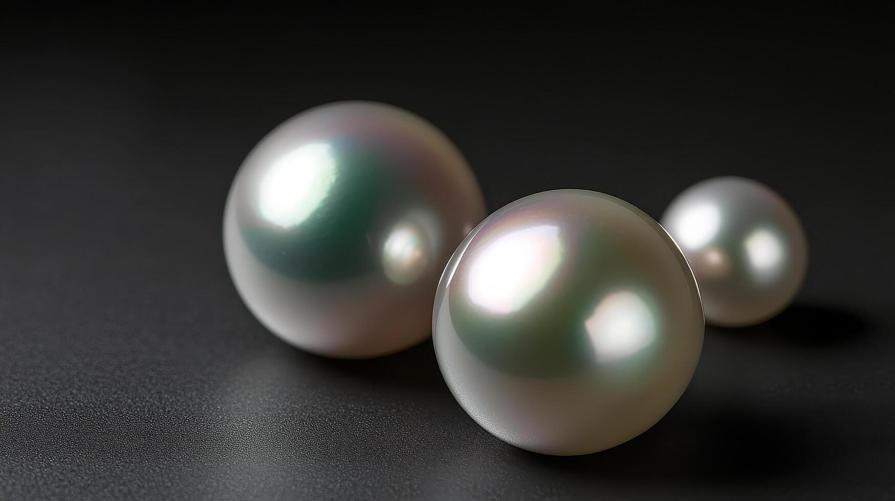 Elegant close-up of luxurious pearls on a dark background with soft reflections photo