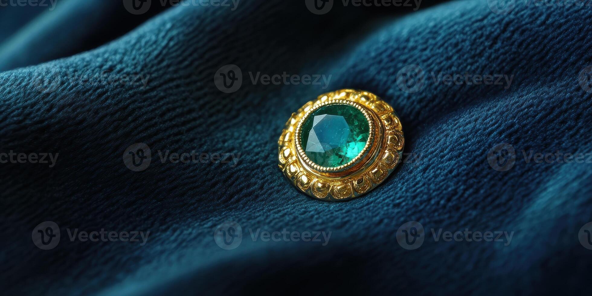 Elegant emerald jewelry piece on luxurious dark fabric photo