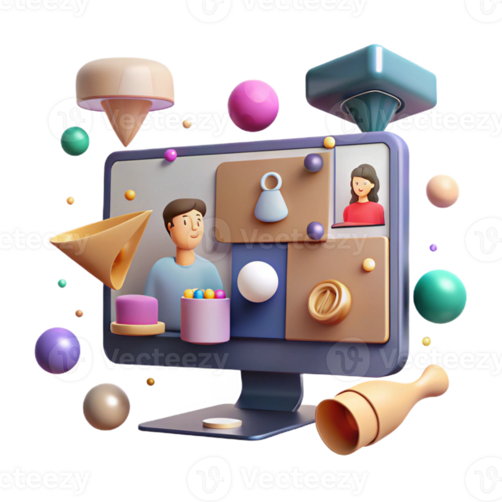 wonderful abstract Conference Online Meeting Screen Transparent for Remote Work detailed png