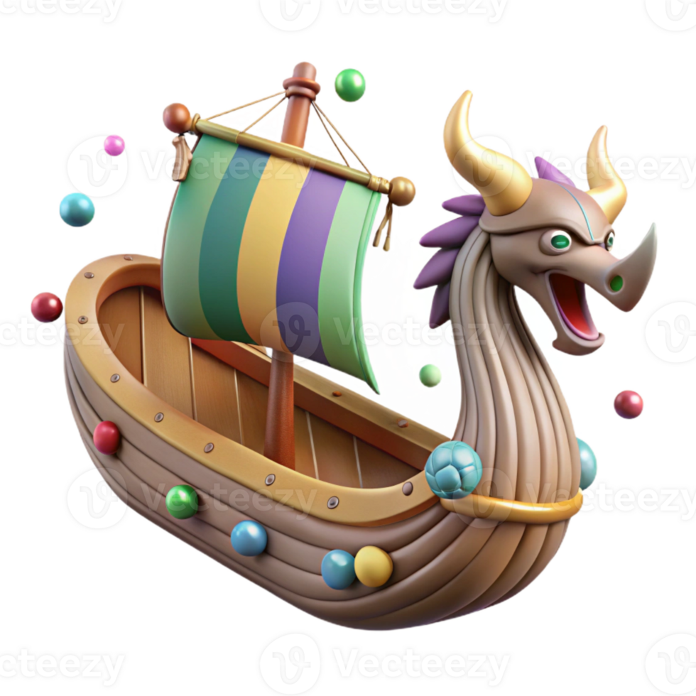 serene minimalist Viking Ship Dragon Head Figurehead Transparent for Norse Mythology professional png