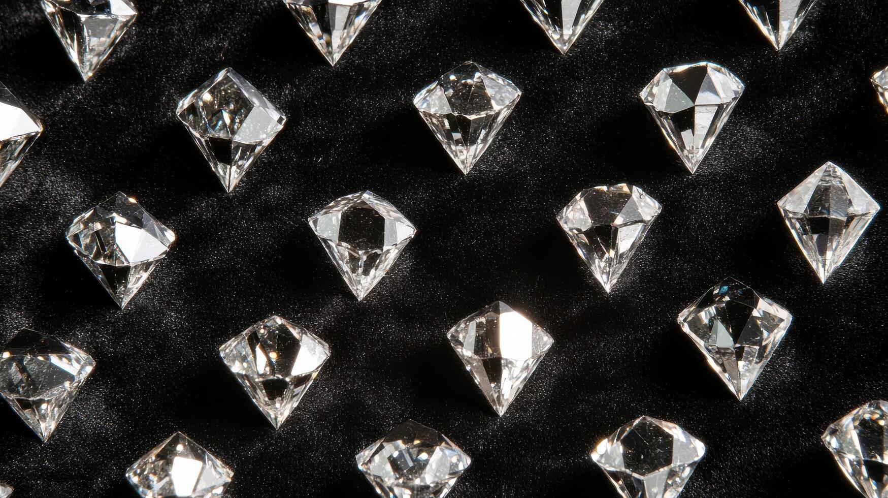 Sparkling diamonds arranged on black velvet display for jewelry concept and elegance photo
