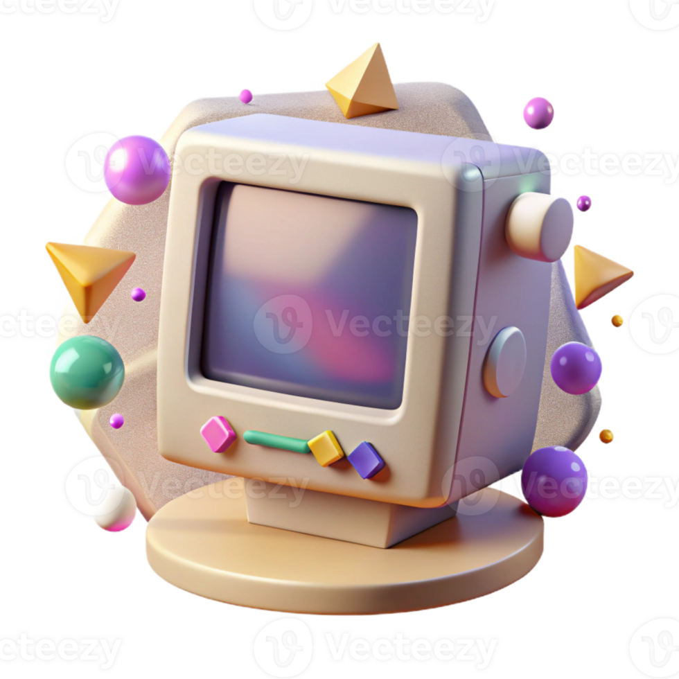 magnificent creative Vintage Computer Monitor Isolated for Retro Design professional png