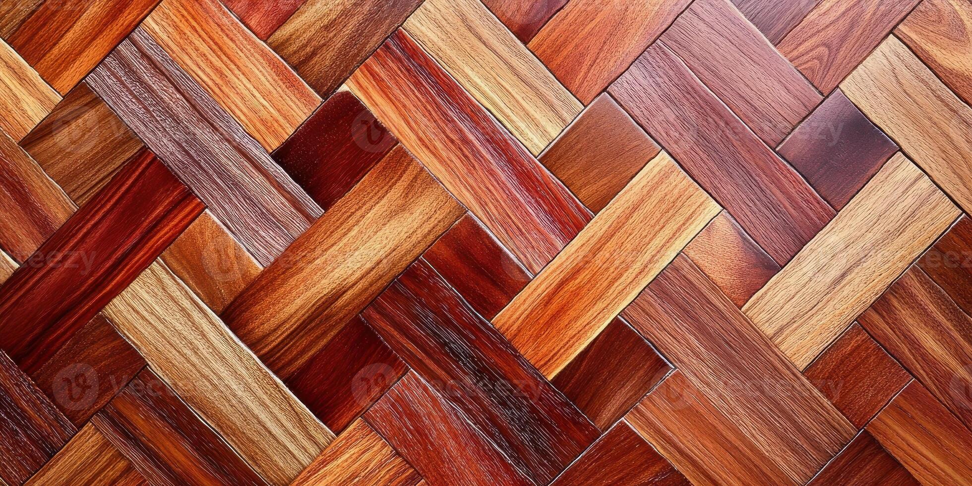 Detailed background of interlocking wood planks showcasing natural patterns and textures photo