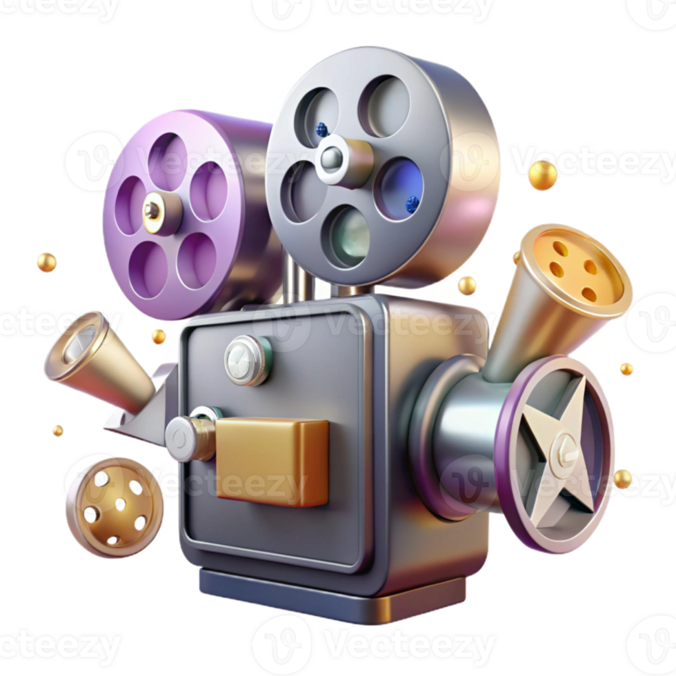 stunning contemporary Vintage Film Projector Transparent with Reels for Cinema Design high resolution png