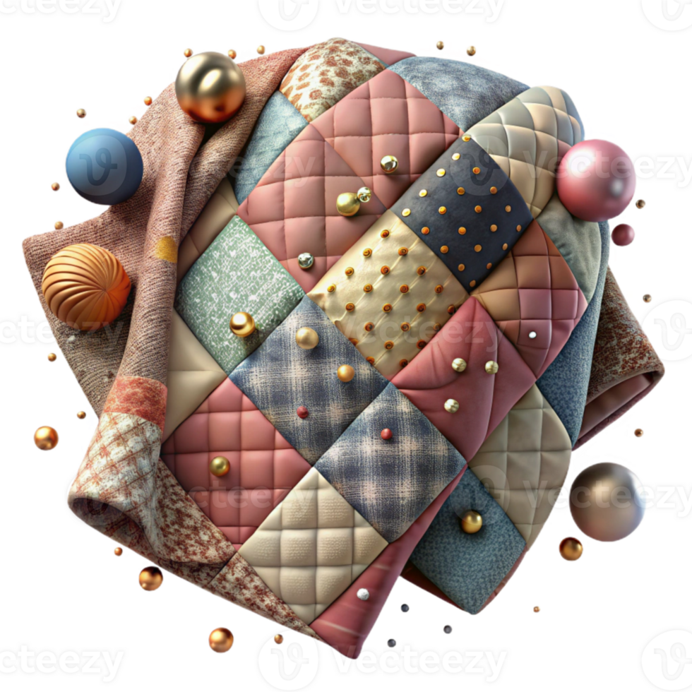 dramatic creative Vintage Fabric Texture Patchwork Quilt Cutout for Textile Art exclusive png