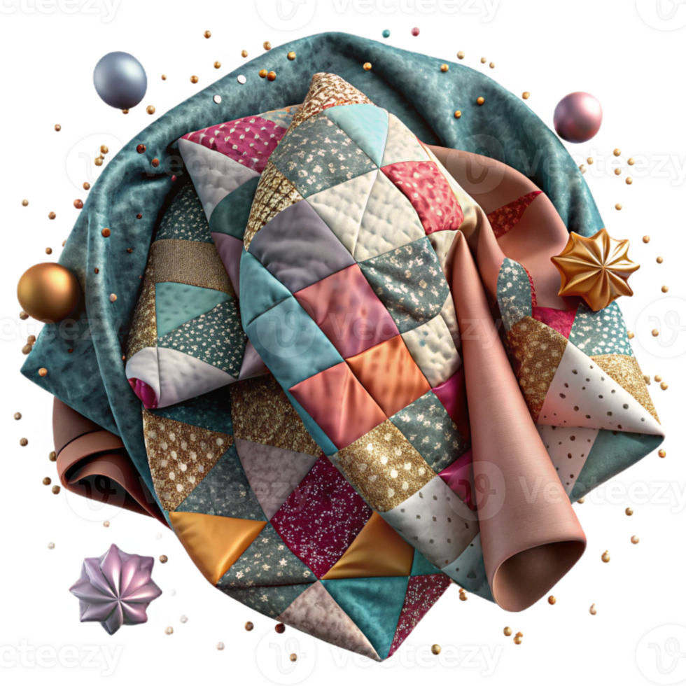 dramatic creative Vintage Fabric Texture Patchwork Quilt Cutout for Textile Art genuine png