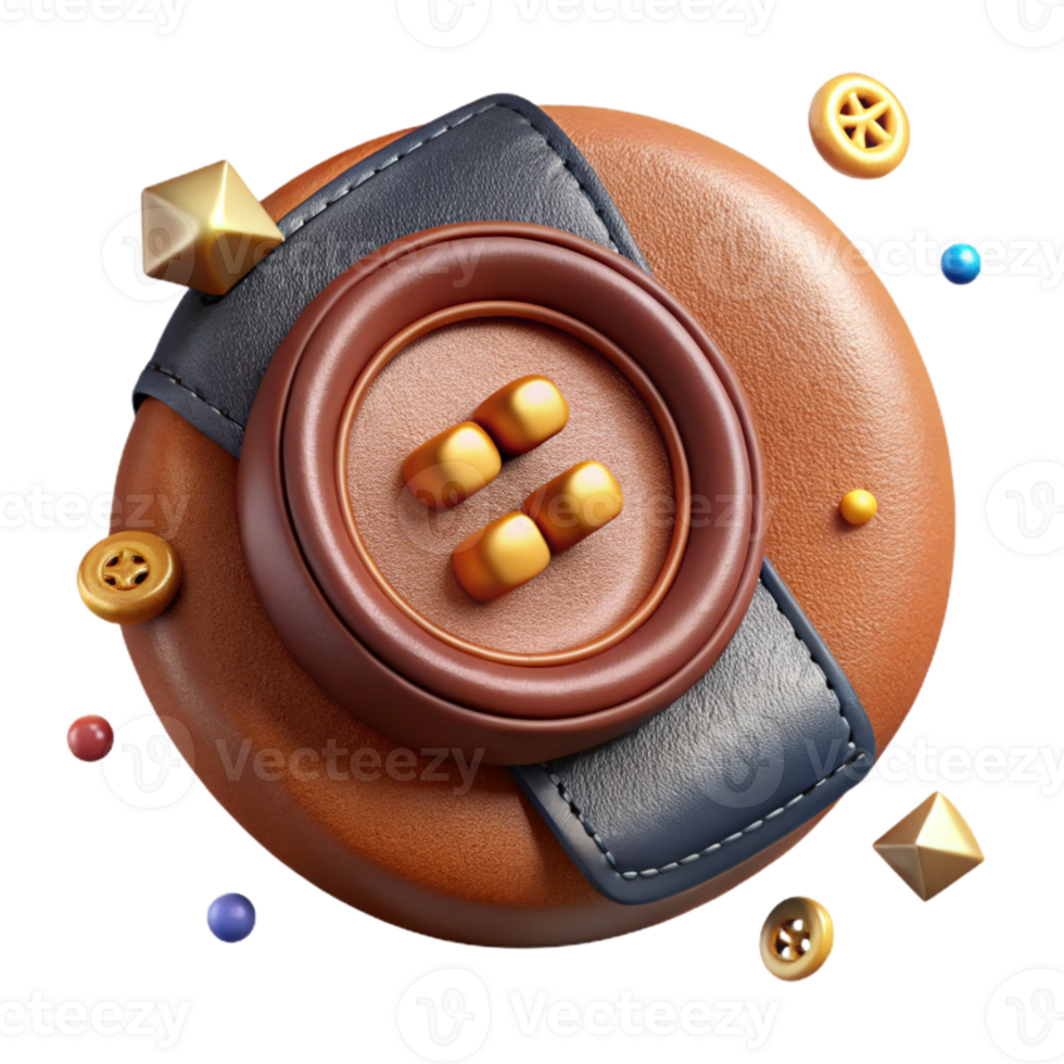 serene classic Vintage Leather Button Detail Isolated for Retro Designs exclusive png