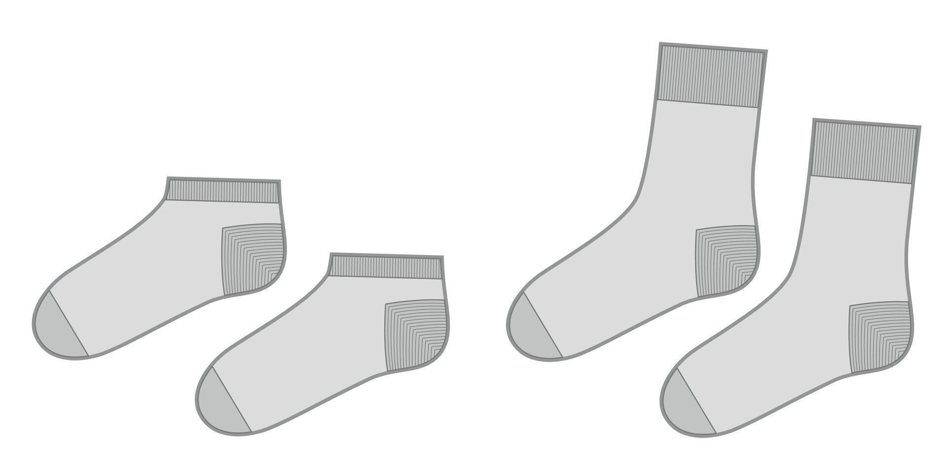 Set of stocking hosiery Invisible, low high ankle calf vector