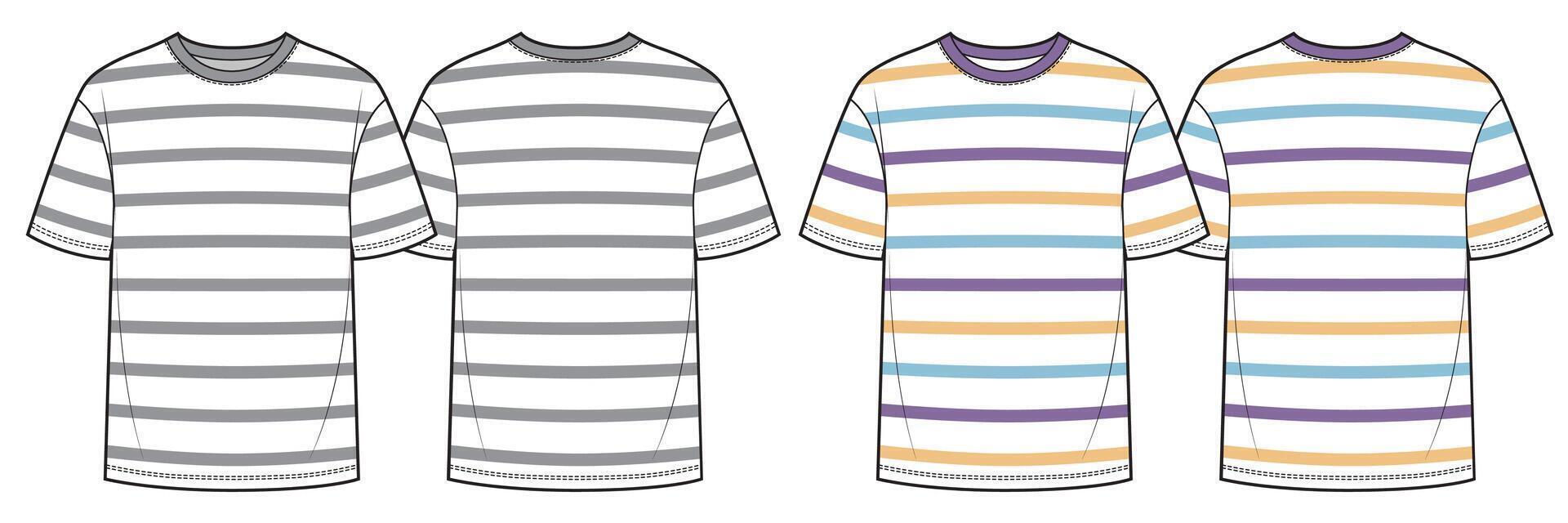 Set of t-shirts design with stripes vector