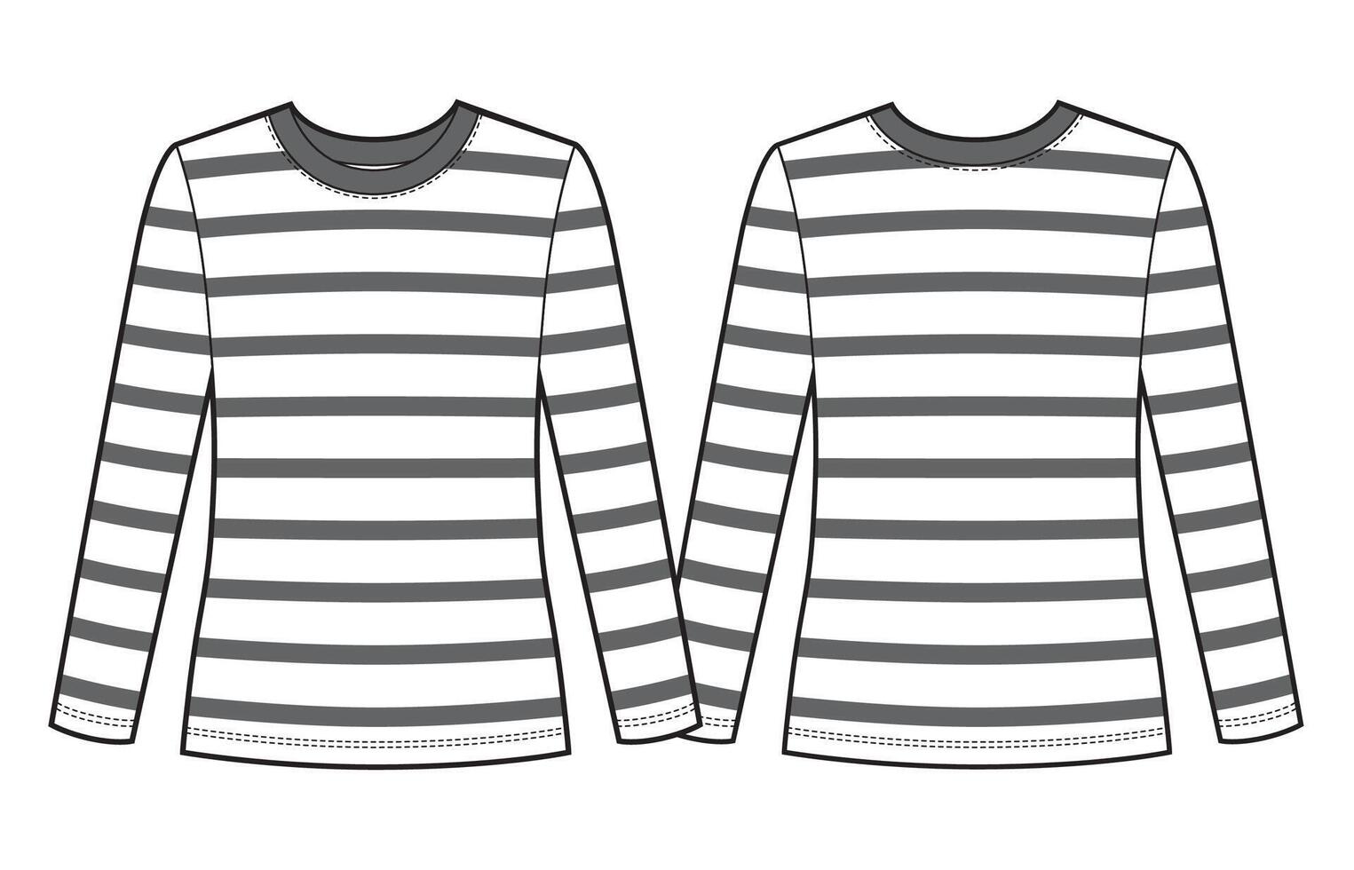 Womans long sleeves t shirt with stripes vector