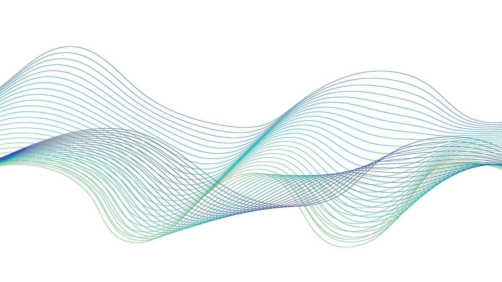 Abstract Flowing Blue and Green Wave Lines on White Background vector