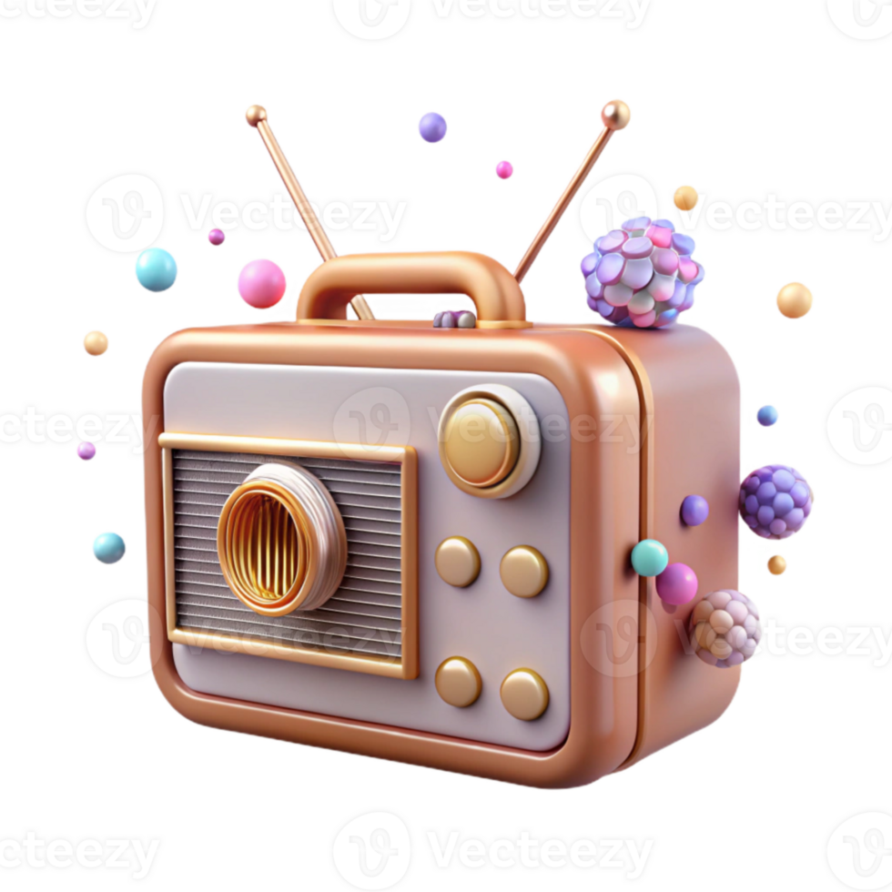serene artistic Vintage Radio Transparent with Antenna for Audio Design professional png