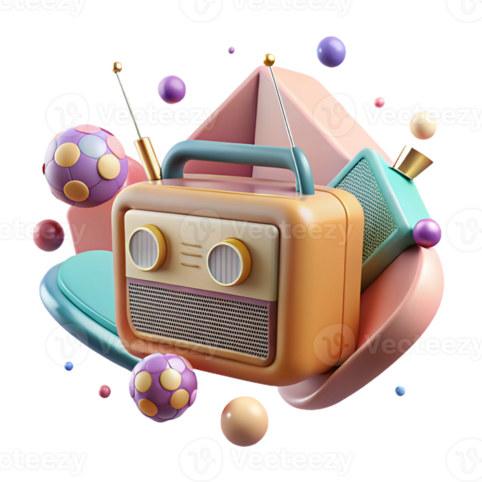 dramatic creative Vintage Radio Transparent with Antenna for Audio Design professional png