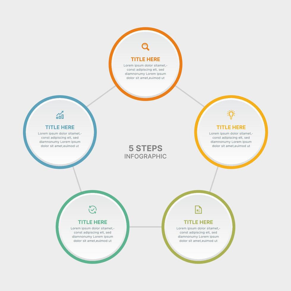 Modern Round Circular Cycle Infographic Design Template with 5 Data Points vector