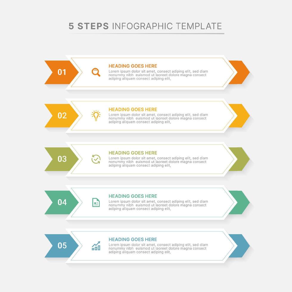 Modern List Infographic Design Template with Five Options vector