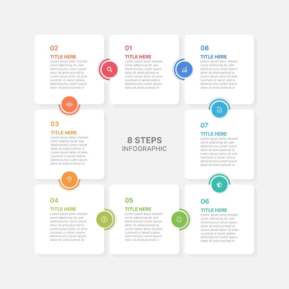 Business Infographic Design Template with 8 Data Points vector