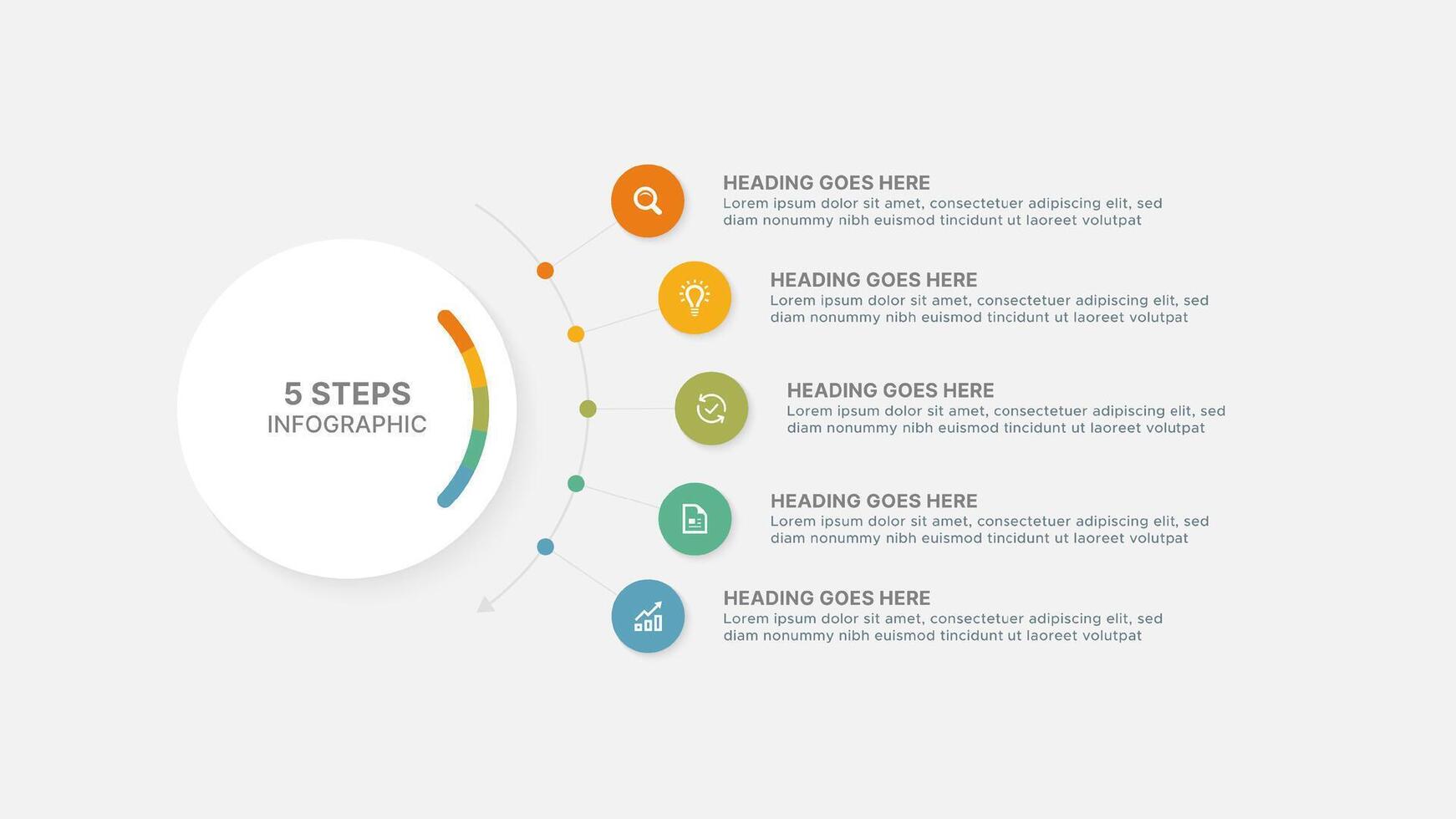 Modern Circular Infographic Design Template with 5 Options vector