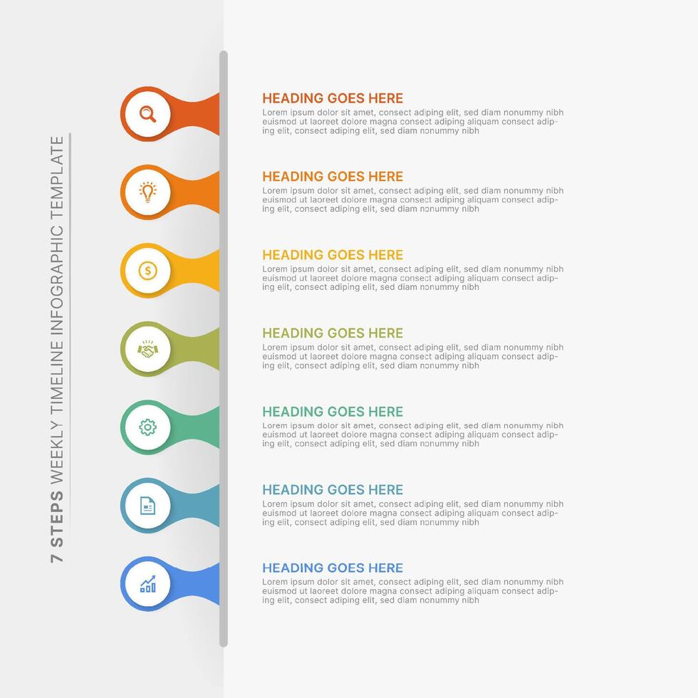 Modern Infographic Template Design with 7 Data Points vector