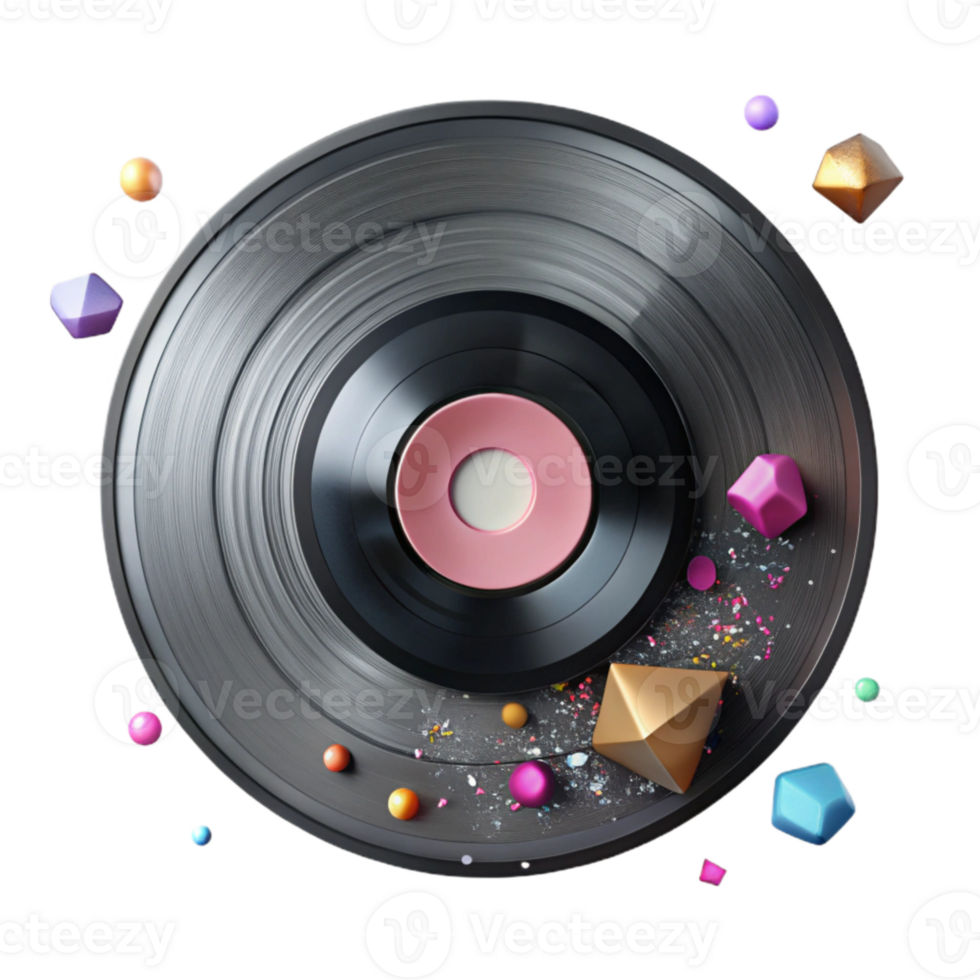wonderful traditional Vintage Vinyl Record Label Transparent for Retro Branding detailed png