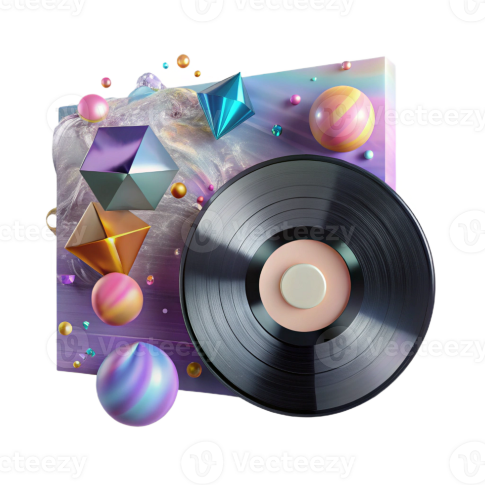 elegant contemporary Vinyl Record Album Cover Mockup Isolated authentic png