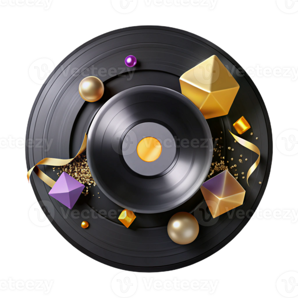vibrant abstract Vinyl Record on Black Background Isolated Dramatic Effect exclusive png