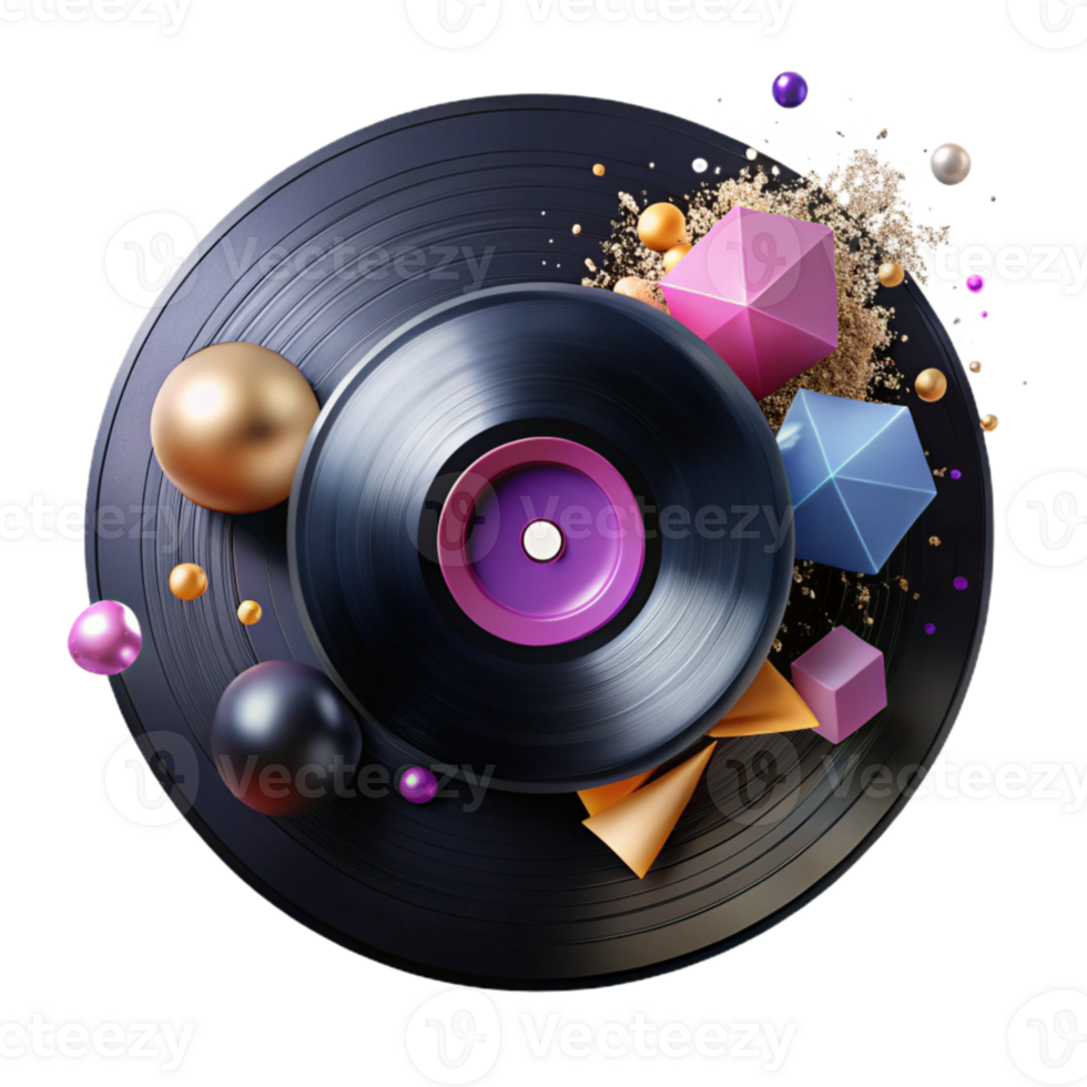 extraordinary vintage Vinyl Record on Black Background Isolated Dramatic Effect authentic png