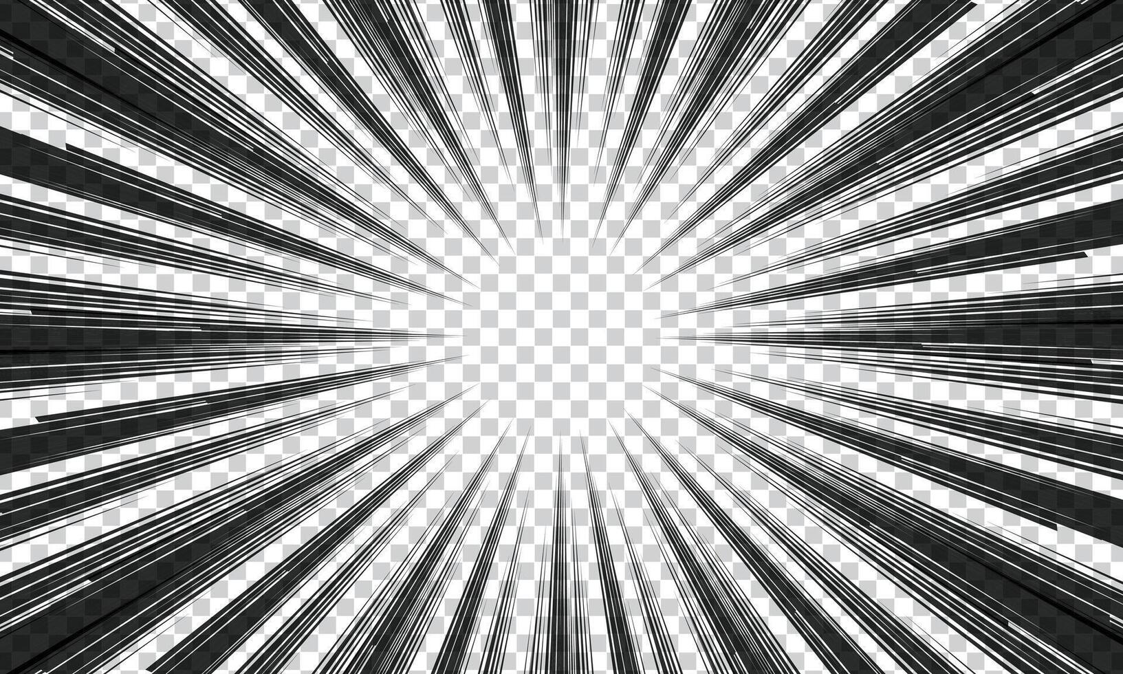 Motion radial lines background for comic book. Manga speed frame, superhero action. vector